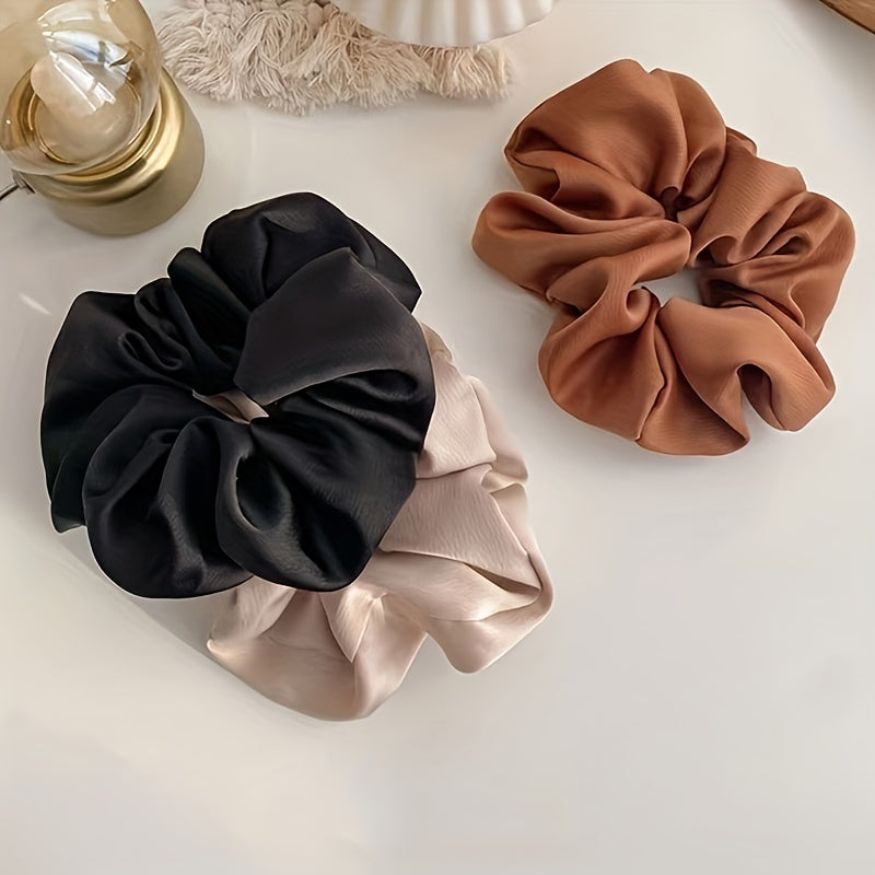 3pcs Satin Large Scrunchie Hair Tie Female Style Head Band Women's Headwear