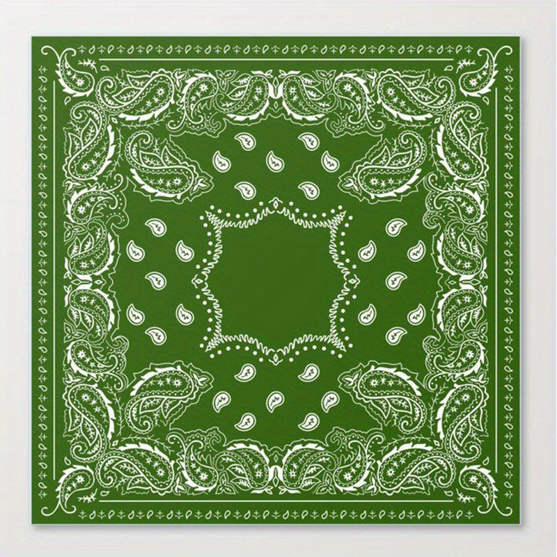 One Piece Green Floral and Leopard Print Square Scarf