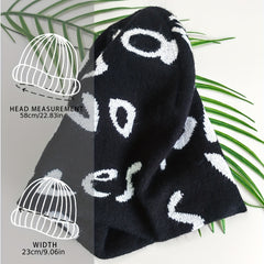 Letter Jacquard Beanie Soft Knit Hat Windproof Warm Cap