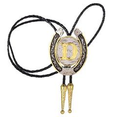 Western Cowboy BOLO Tie Natural Letter D Round Zinc Alloy Shirt Accessory