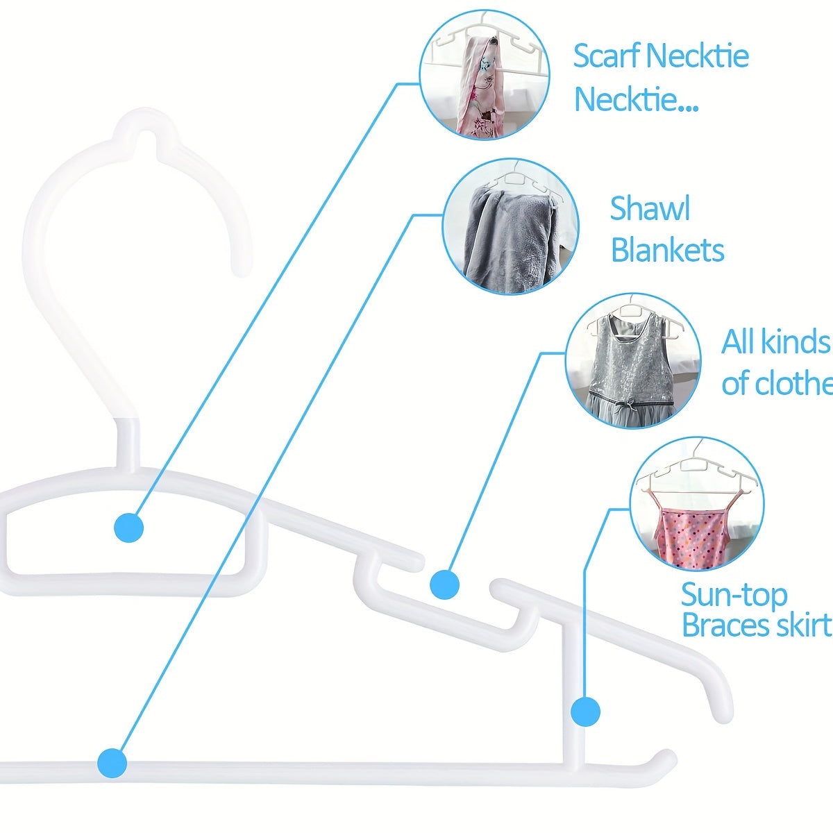 10pcs Children's Hanger Non Slip Nursery Closet Hangers for Baby Clothes