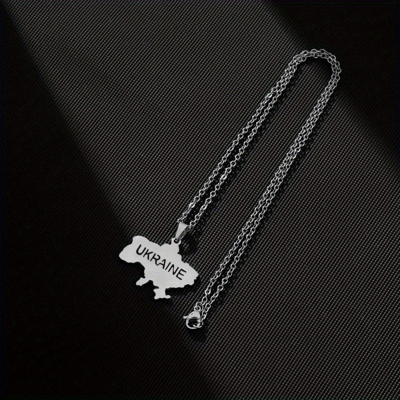 Ukraine Map Necklace Ethnic Hip Hop Jewelry Men Women Couples