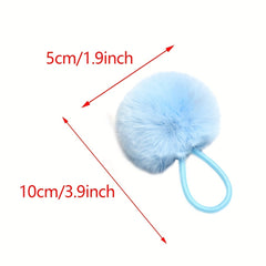 2pcs Set Colored Velvet Ball Hair Tie No Damage To Hair