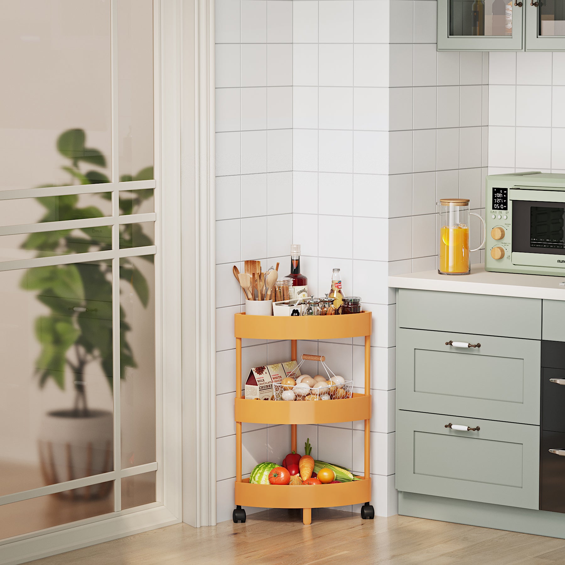 Multi-Tier Storage Rack for Kitchen Corner Shelves