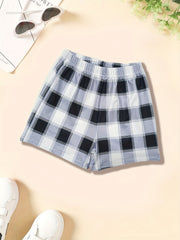 Girls Plaid Shorts Waist Band Comfortable Casual Pants for Summer