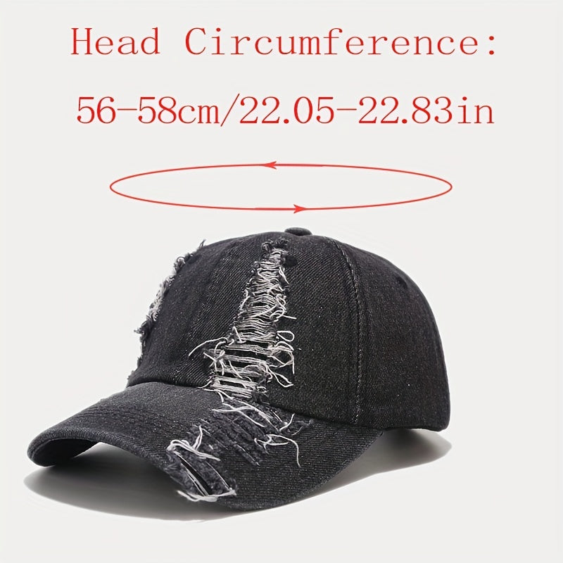 Washed Ripped Denim Peaked Cap Outdoor Sun Protection Baseball Cap
