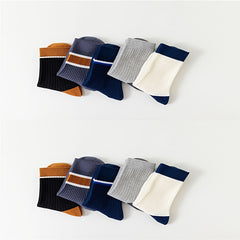 10 Pairs Stripe Print Ribbed Socks Women's Stockings