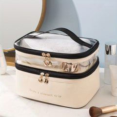 Large Travel Makeup Bag Organizer With Makeup Brush Storage