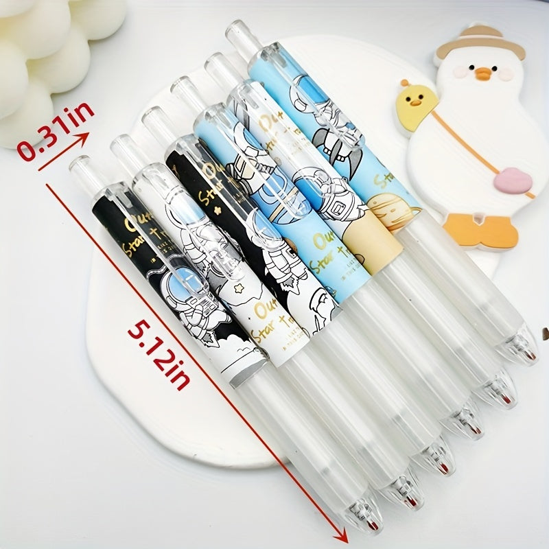 6pcs Astronaut Gel Pen Box Student Exam Finger Protector Smooth Press