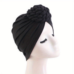 Braided Knotted Turban Cap Head Wrap Bandana Stretchy Beanie Hat