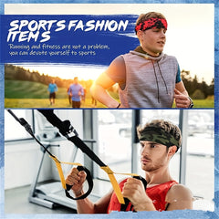 2pcs Men's Camo Print Sweatband for Gym Yoga & Running & Gray Camouflage