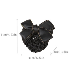 Bowknot Decor Snood Net Barrette Silk Hair Clip Accessory