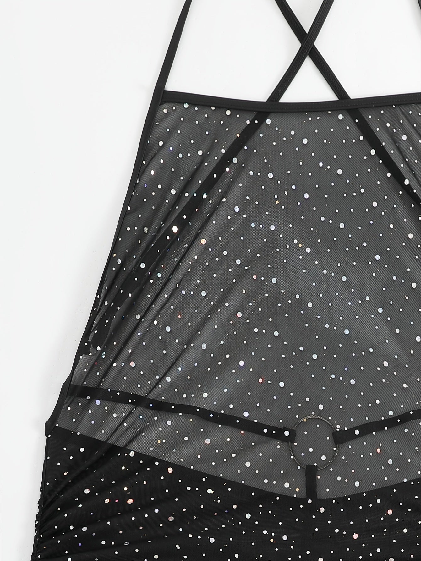  Glitter Sequin Crisscross Backless Cover Up Dress