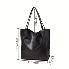 Vintage Faux Leather Tote Bag Classic Style Large Handbag for Women