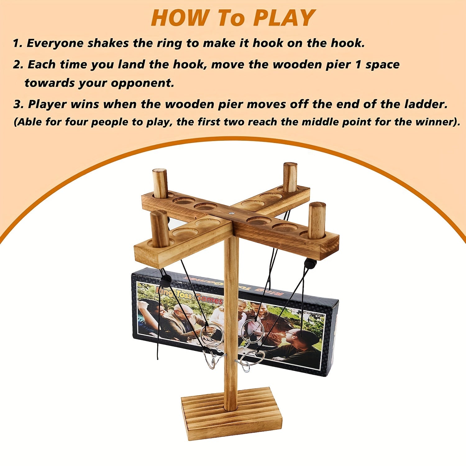 Ring Toss Hook Games with Shot Ladder for 4 People