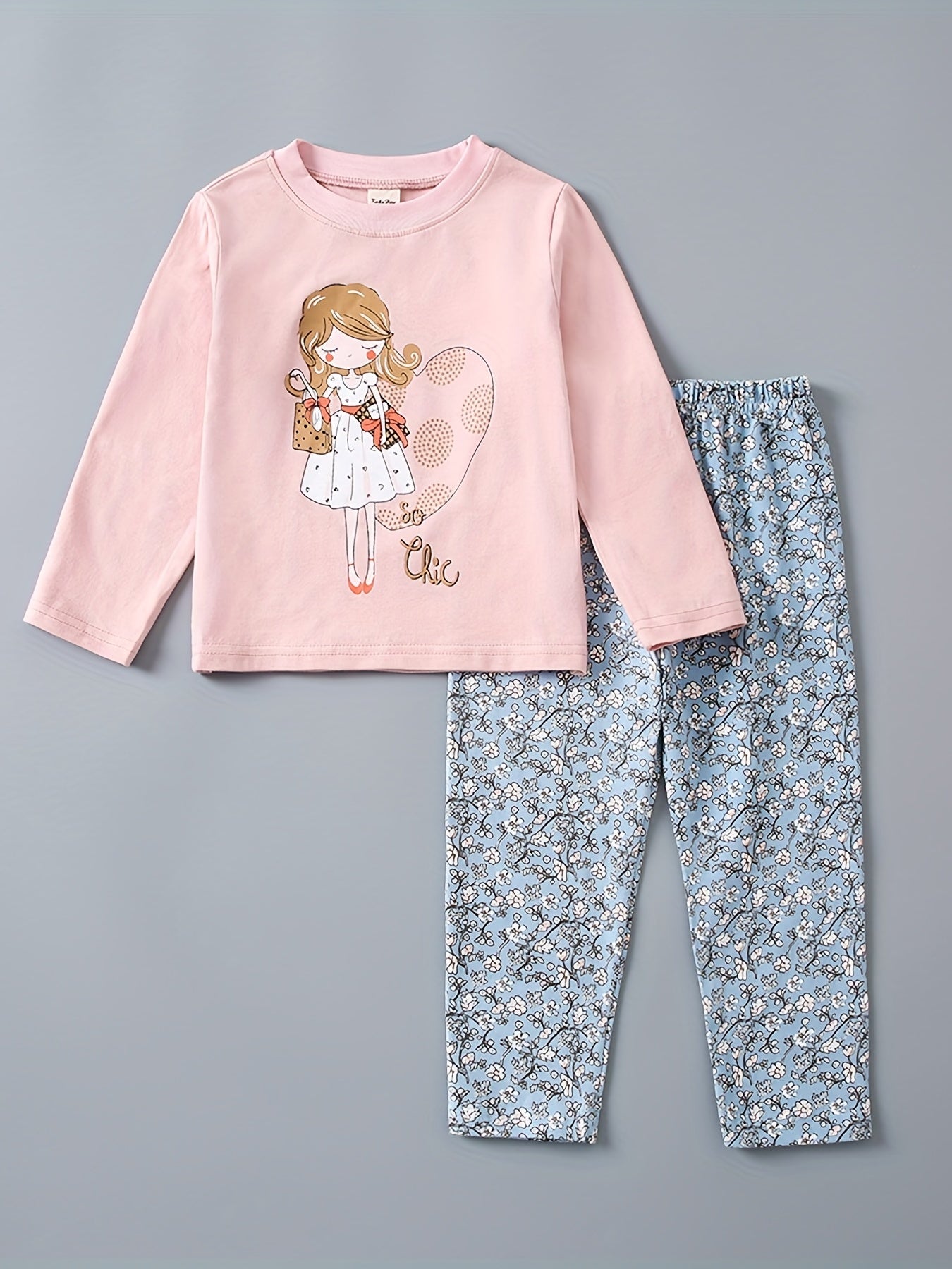 Kids Round Neck Long Sleeve Pajama Set