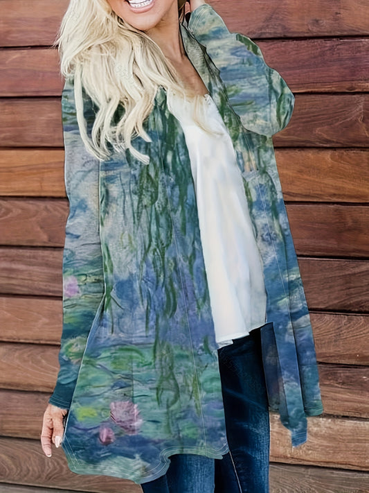  Floral Print Open Front Cardigan