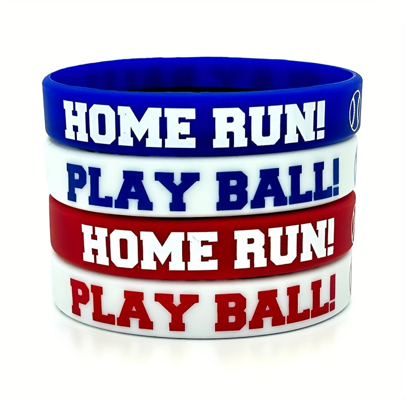 Home Run Baseball Bracelet 8 Pcs Silicone Play Ball Party School Competition Wri