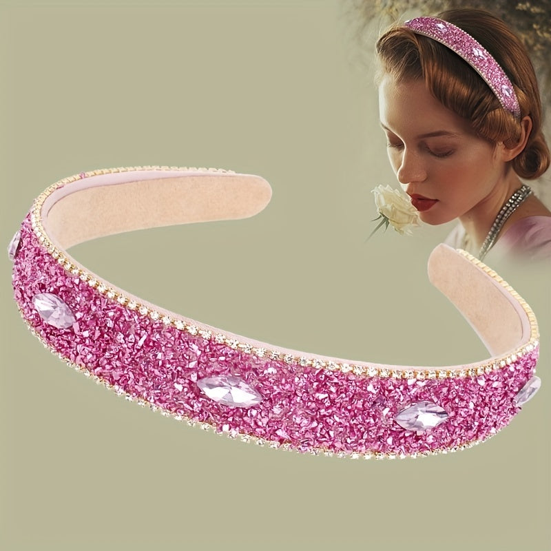 Baroque Rhinestone Headband Glitter Head Hoop Colorful Headdress