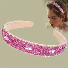 Baroque Rhinestone Headband Glitter Head Hoop Colorful Headdress