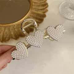 Gold Heart Rhinestone Hair Clips Strong Hold Great For Thick Thin Curly Hair