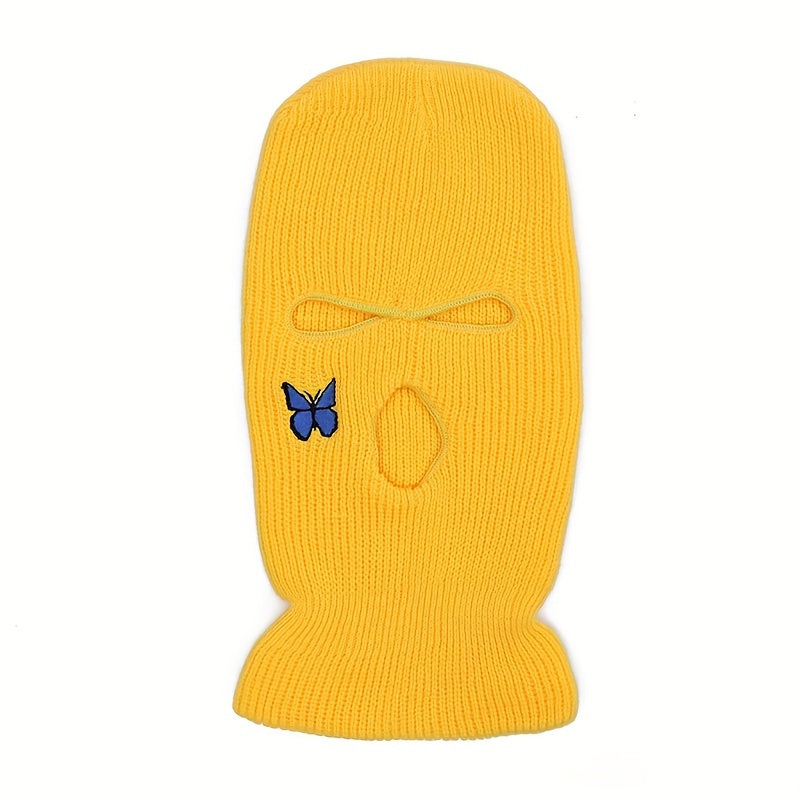 Butterfly Embroidery Y2K Balaclava Solid Ski Mask Hip Hop Knitted Mask