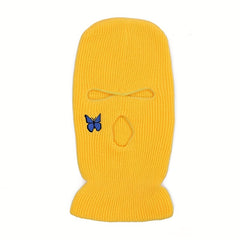 Butterfly Embroidery Y2K Balaclava Solid Ski Mask Hip Hop Knitted Mask