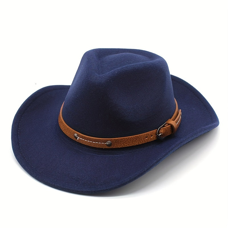 Casual Sunshade Straw Hat with Belt & Metal Buckle for Travel Seaside