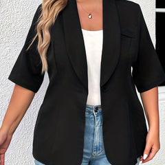  Casual Blazer Women's Solid Half Sleeve Shawl Neck Open Front Blazer