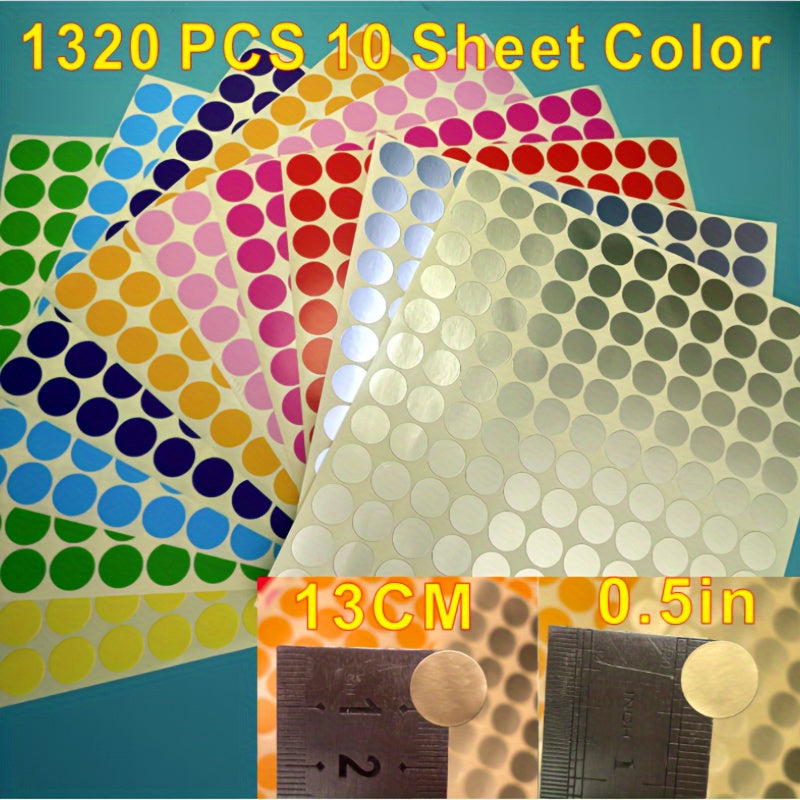 1320 PCS Coding Stickers Round Sticky Dots Labels 10 Style Colored Dot Stickers