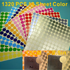 1320 PCS Coding Stickers Round Sticky Dots Labels 10 Style Colored Dot Stickers