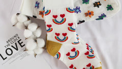 Rainbow & Bear Print Socks Mid Tube Women's Stockings