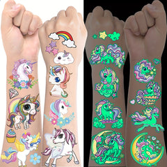 5pcs Unicorn Temporary Tattoos Shining In The Dark