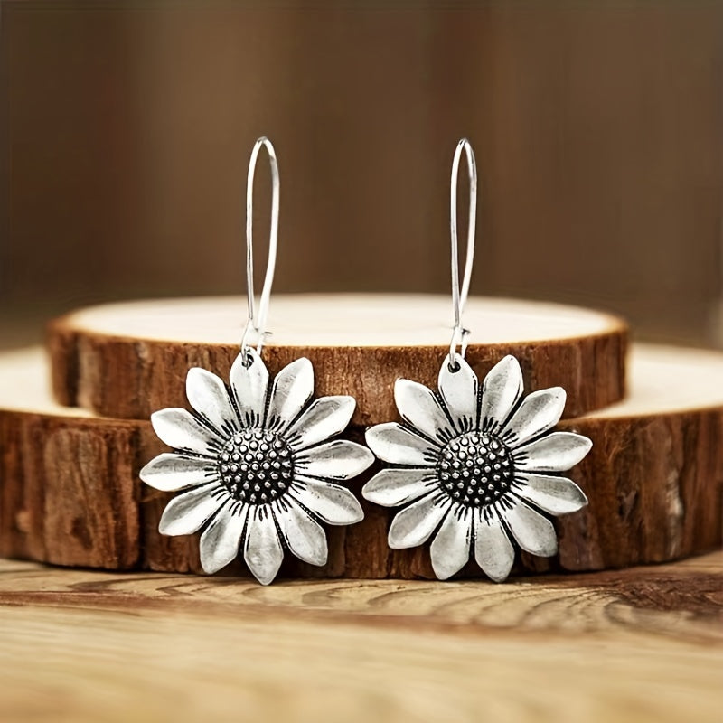Vintage 3D Sunflower Daisy Earrings for Men and Women