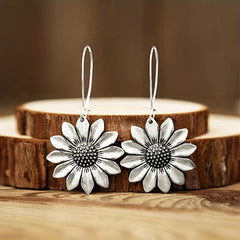 Vintage 3D Sunflower Daisy Earrings for Men and Women