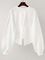 Letter Print Split Back Pullover Sweatshirt for Women