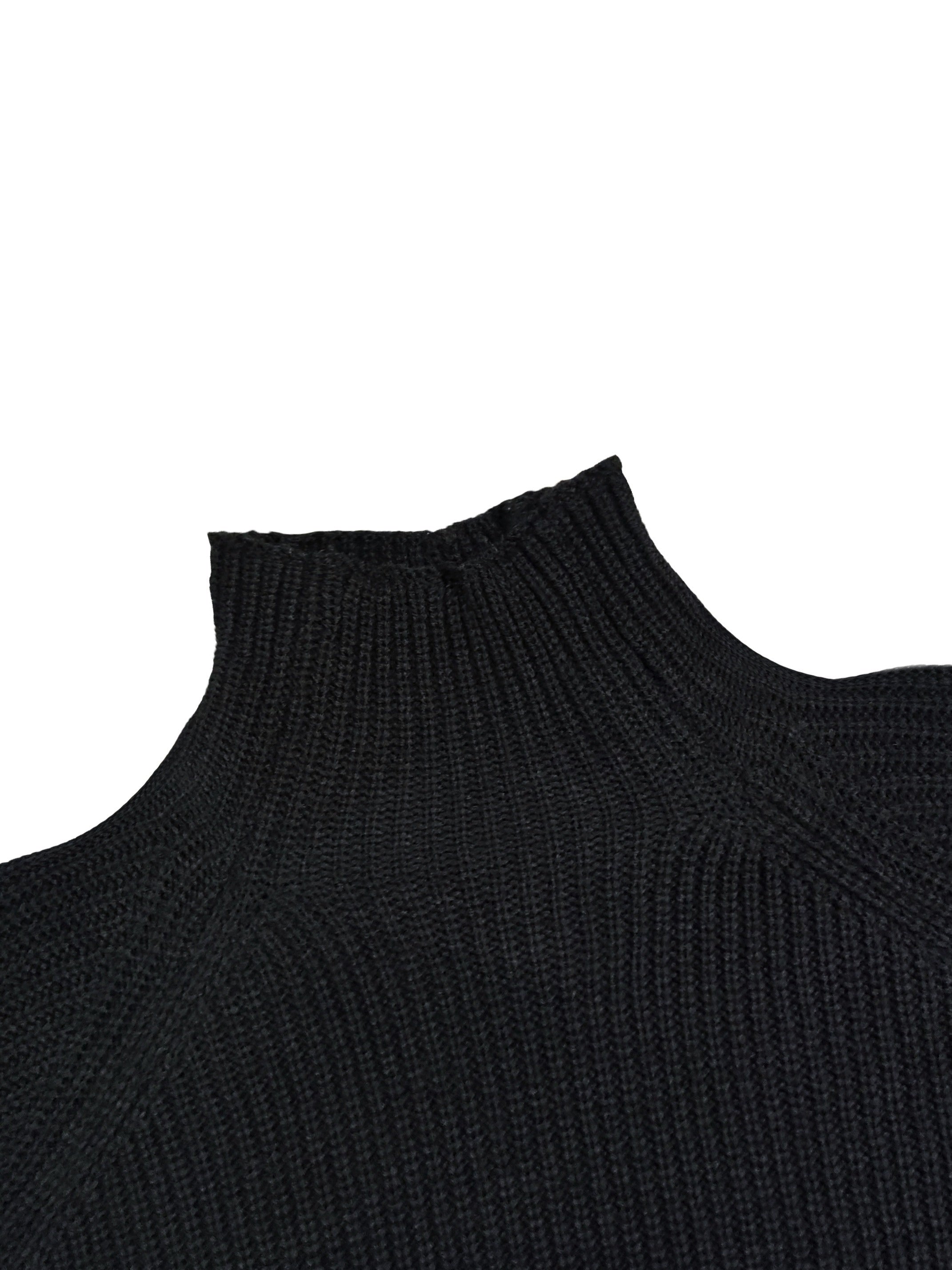  Casual Sweater Dress Solid Long Sleeve High Neck Loose Fit