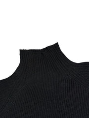  Casual Sweater Dress Solid Long Sleeve High Neck Loose Fit
