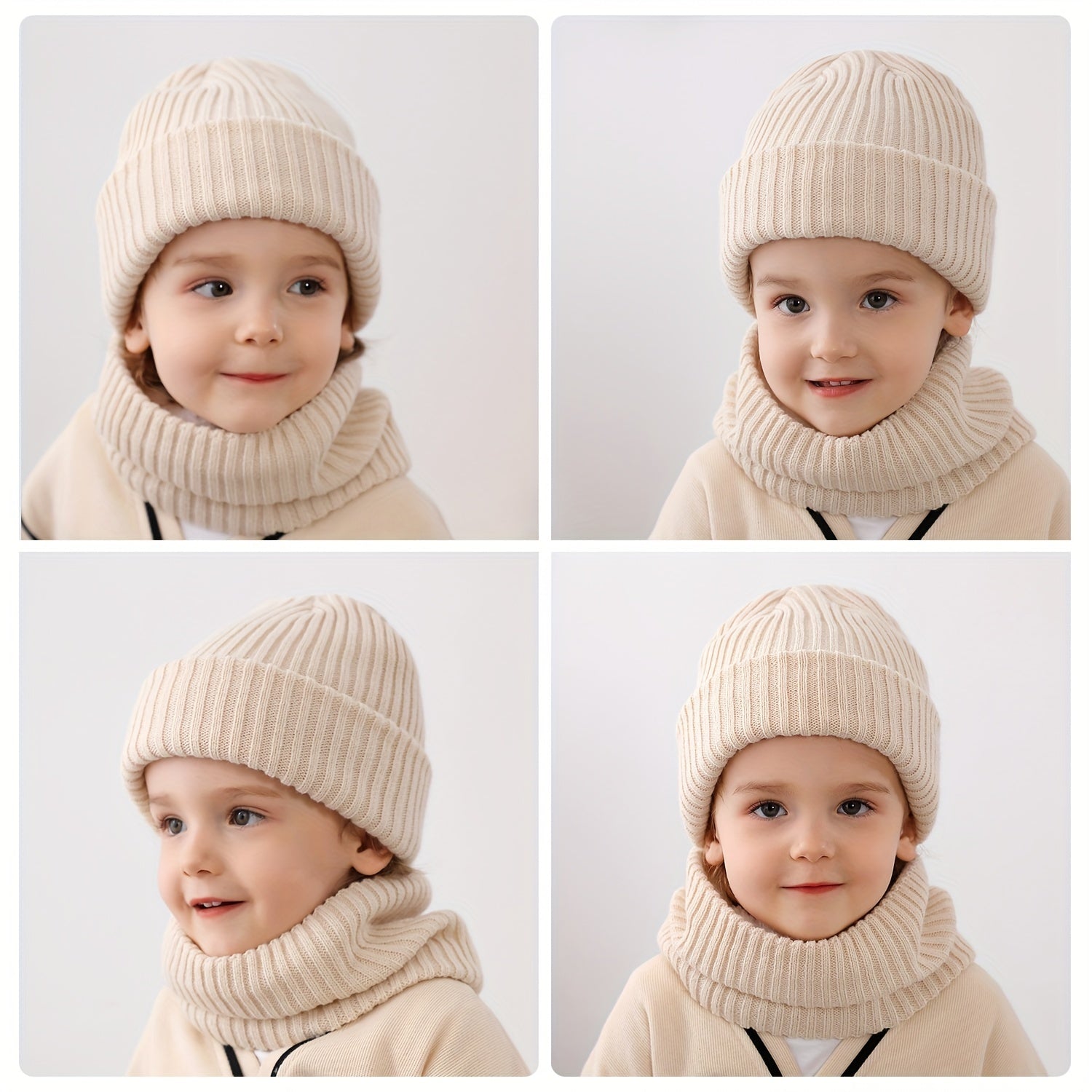 2pcs Woolen Knit Beanie Hat Scarf Set