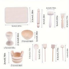 11pcs Unpainted Wooden Kitchen Baking Props DIY Ornaments