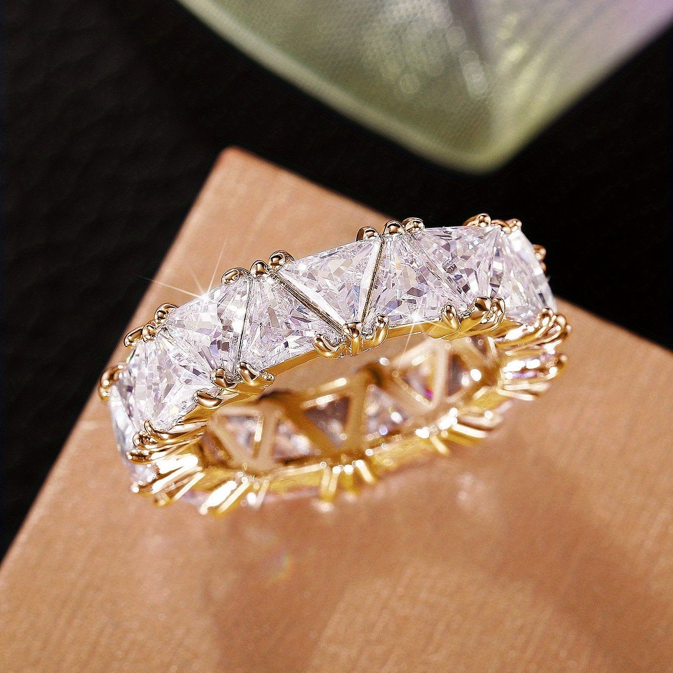 Triangle Zircon Ring 18k Plated Promise Ring for Female
