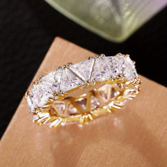 Triangle Zircon Ring 18k Plated Promise Ring for Female