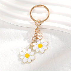 Daisy Flower Key Ring Metal Butterfly Pendant Keyring