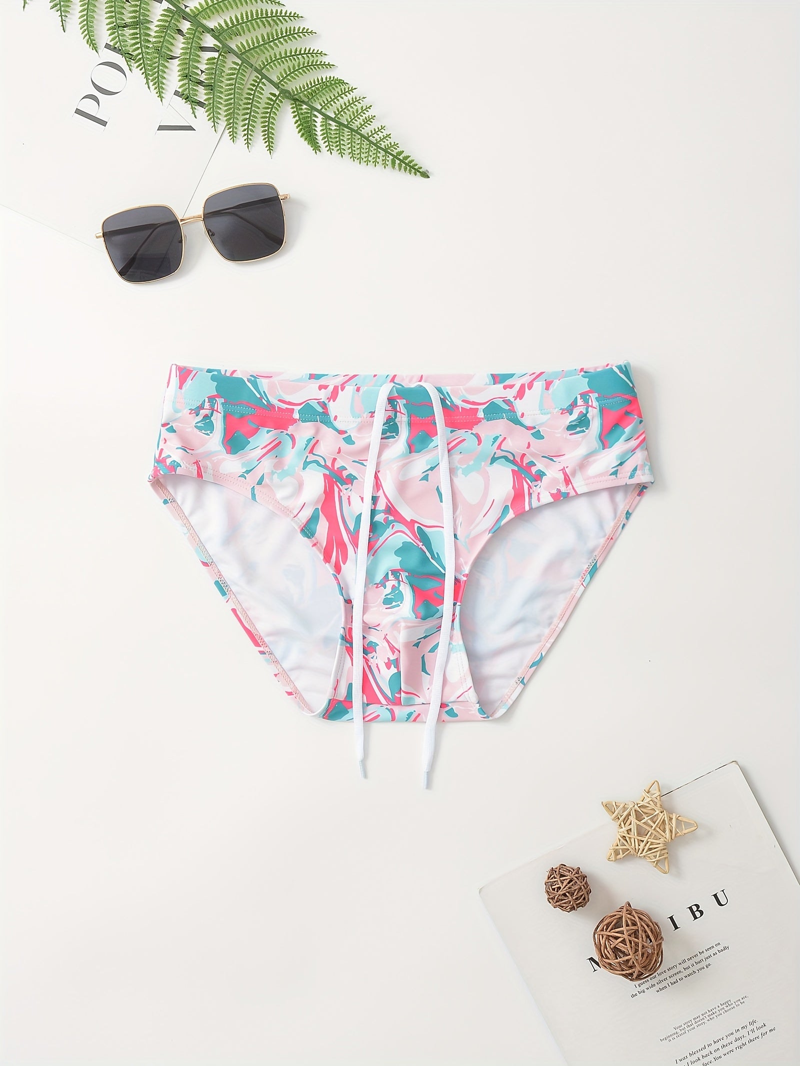 Men's Colorful Pattern Quick Drying Swim Shorts for Beach Pool