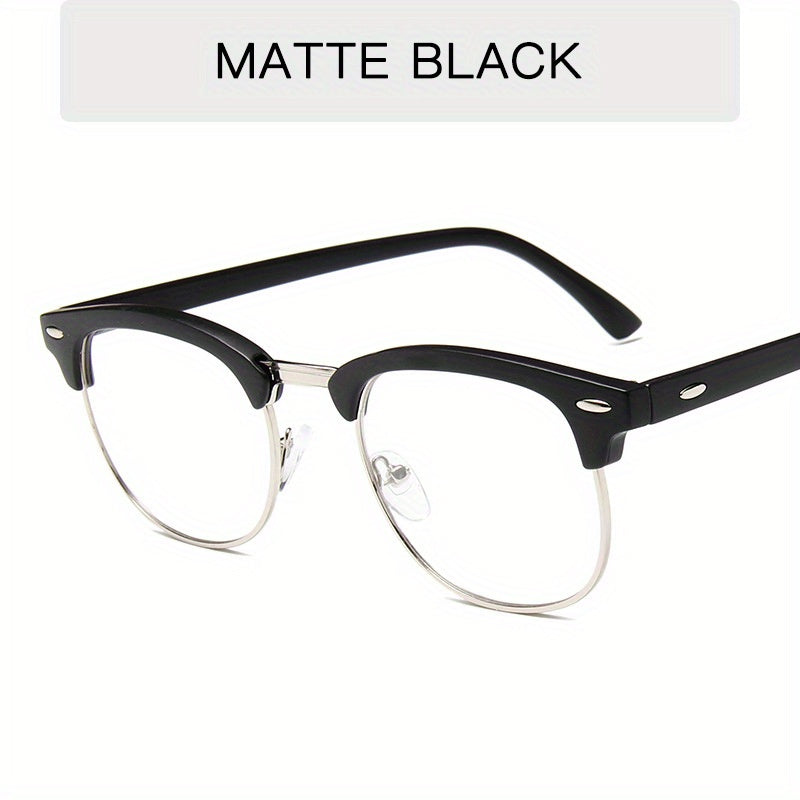 Half Rimless Clear Lens Eyeglasses Vintage Classic Light Blocking Eyeglasses