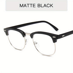 Half Rimless Clear Lens Eyeglasses Vintage Classic Light Blocking Eyeglasses