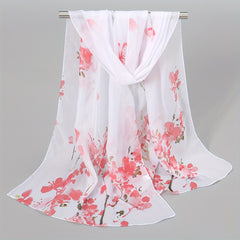 Chiffon Silk Scarf Print Retro Warm Shawl for Women