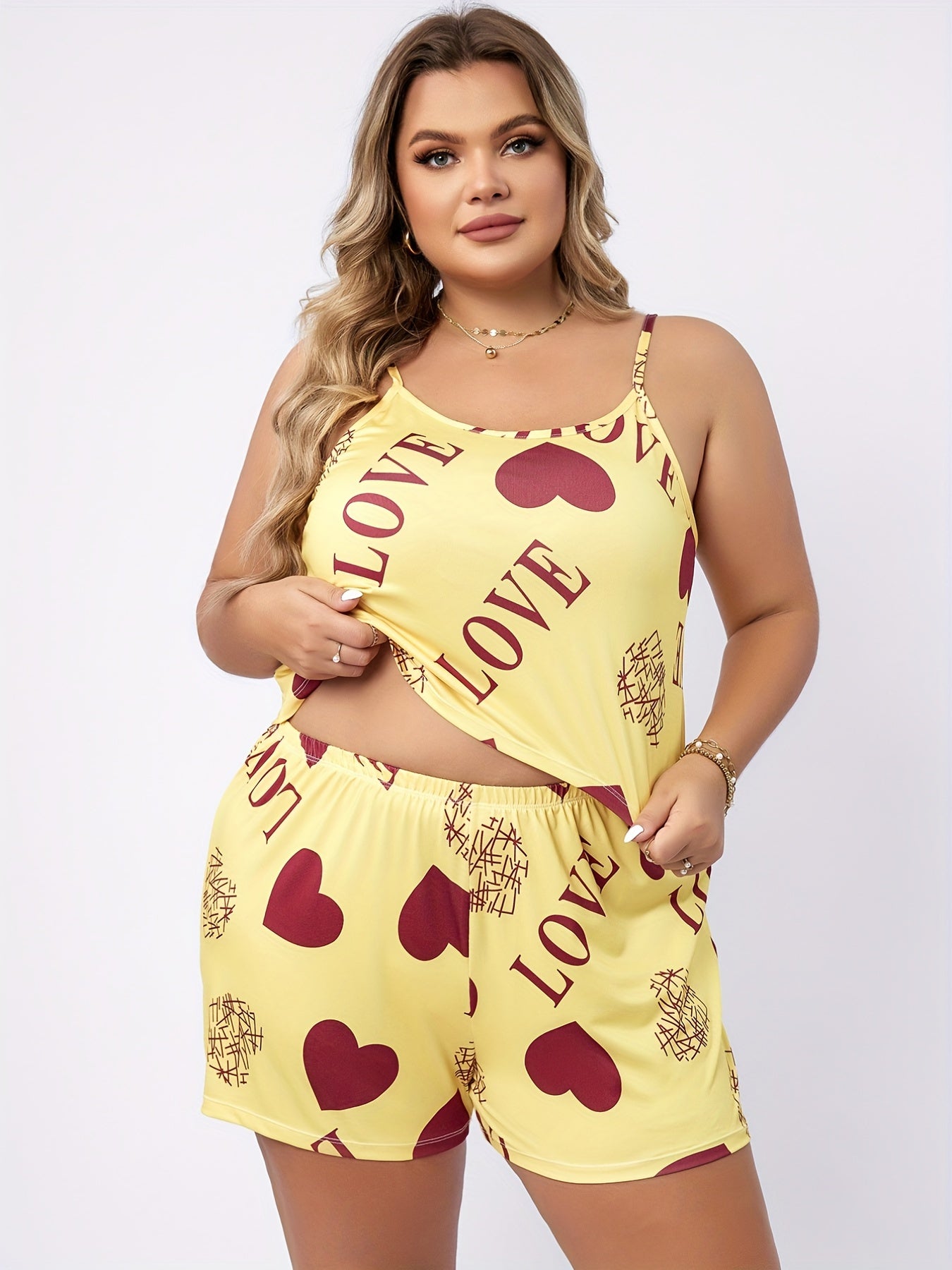  Heart Print Pajama Set