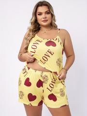  Heart Print Pajama Set