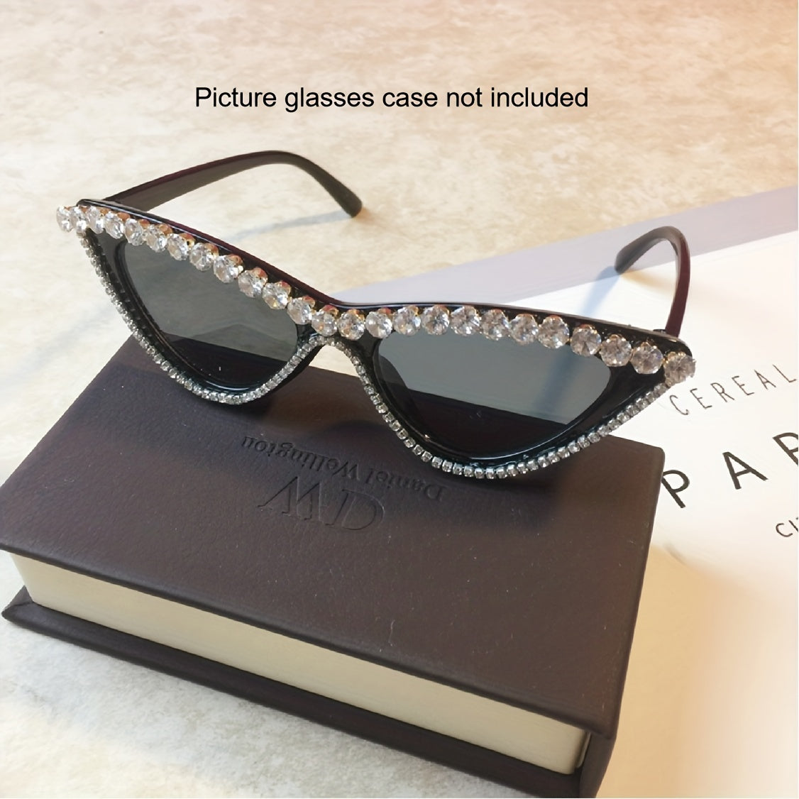 Rhinestone Cat Eye Frame Sunglasses UV Protection Small Glasses